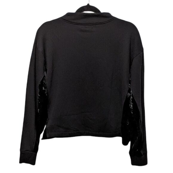 GOOD AMERICAN Crushing It Velvet Funnel Neck Long Sleeve Shirt - Picture 6 of 10